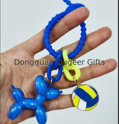 GUGEER Bolso de corbata de silicona encantos de jalea globo de perros de diseño llavero para mujeres,Encantadores de voleibol,clavero de voleibol
