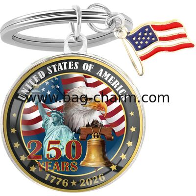 GUGEER 250th Anniversary USA Patriots Keychain USA 250 Merchandise 1776-2026 Commemorative 250 Year Anniversary Merchandise Key chain Patriotic 4th of July Independence Day Celebration Zinc Alloy
