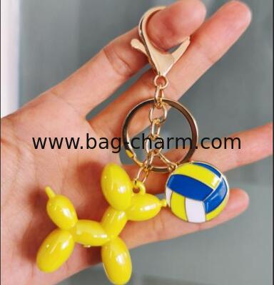 LLAVERO CON DISEÑO DE PERRO DE GLOBO DE JALEA LINDO DE GUGEER PARA MUJER, DIJES DE VOLEIBOL, LLAVEROS DE VOLEIBOL, COLGANTE PERSONALIZADO CON TU LOGOTIPO