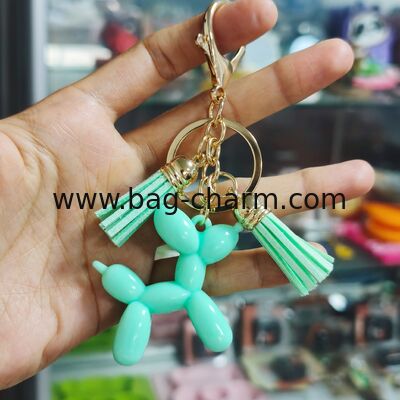 GUGEER Mint Green Mini Balloon Perro colgante de llavero colgante, adorable animal anillo de llave, carisma de bolsa ligera para uso diario, lindo regalo para los amantes de las llaves y favores de la fiesta