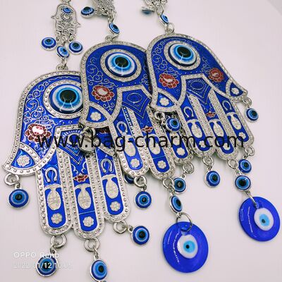 GUGEER Blue Evil Eye Glass Hanging Pendant Car Rearview Evil Eye Encanto Ornamento Turco Griego Amuleto Decoración de pared Accesorios para la buena suerte Protección Energía Fiesta de bodas Casa de Navidad (Fatima)