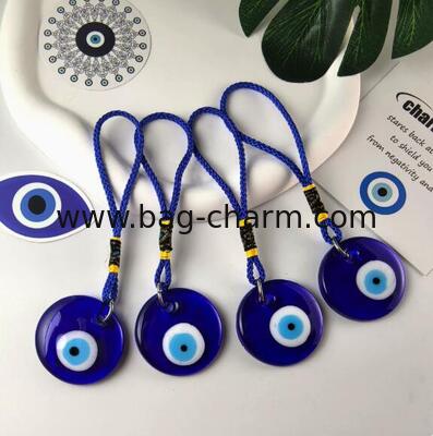 GUGEER Blue Evil Eye Glass Hanging Pendant Car Rearview Evil Eye Encanto Ornamento Turco Griego Amuleto Decoración de pared Accesorios para la protección de la buena suerte