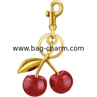 GUGEER Bolso de cerezas encantador lindos llaveros bolso de cerezas encantadores para bolsos de mano, llavero de fresa Regalos del día de la madre