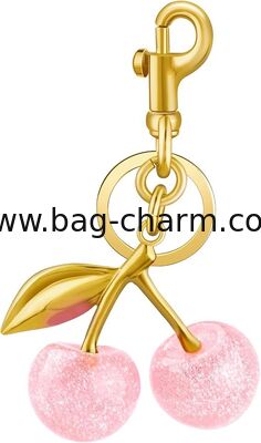 Gugeer 2 Piezas Encanto de Bolso de Cereza, Llavero de Cereza para Bolso de Mujer, Encanto de Bolso de Cereza de Resina Linda para Bolsos, Llavero Brillante de Fruta Roja Accesorios para Llaves de Coche, Regalos Kawaii para Cumpleaños Mamá Navidad