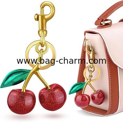 Colgante de bolso con llavero de cereza GUGEER para bolsos – Lindo accesorio de llavero para mujer, dijes de bolso de moda para llaves de coche