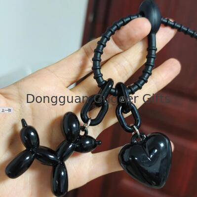 GUGEER Jelly Balloon Dog Keychain Bulk for Women Teen Girls Black Heart keychain Charm for Backpack Purse Tote Handbag Bookbag
