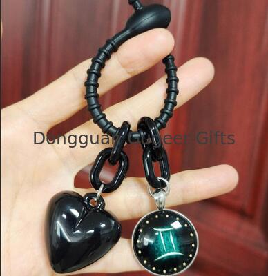 GUGEER Jelly Balloon Dog Keychain Bulk for Women Teen Girls Black Heart keychain Charm for Backpack Purse Tote Handbag Bookbag