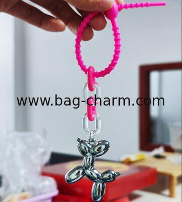 GUGEER Jelly Balloon Dog Design Keychain for Women, Cute Girls Key Chain, Bag Charms Accessories for Car Purse Backpack