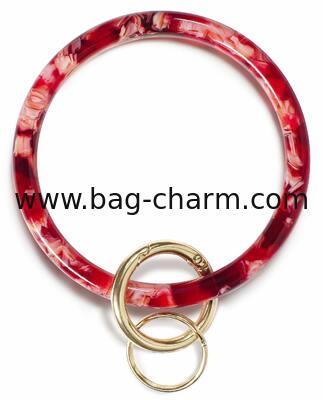 GUGEER Bangle Key Ring Bracelet Keychain Key Ring Bracelet para mujeres, círculo de acetato llavero para muñeca