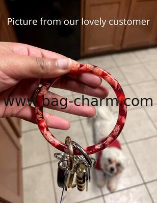 GUGEER Bangle Key Ring Bracelet Keychain Key Ring Bracelet para mujeres, círculo de acetato llavero para muñeca