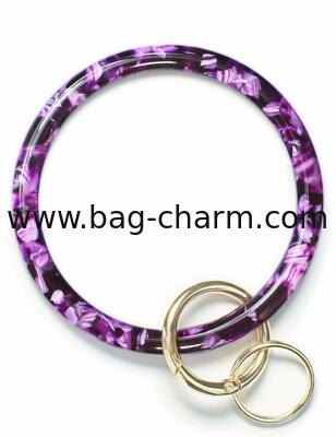 GUGEER Bangle Key Ring Bracelet Keychain Key Ring Bracelet para mujeres, círculo de acetato llavero para muñeca