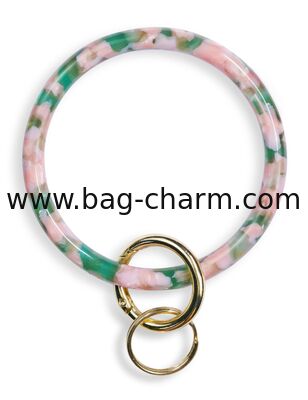 GUGEER Bangle Key Ring Bracelet Keychain Key Ring Bracelet para mujeres, círculo de acetato llavero para muñeca