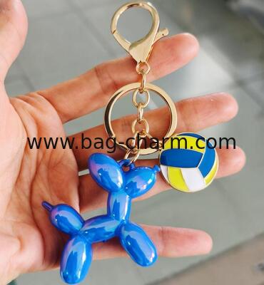 LLAVERO CON DISEÑO DE PERRO DE GLOBO DE JALEA LINDO DE GUGEER PARA MUJER, DIJES DE VOLEIBOL, LLAVEROS DE VOLEIBOL, COLGANTE PERSONALIZADO CON TU LOGOTIPO