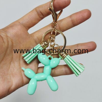 GUGEER Mint Green Mini Balloon Perro colgante de llavero colgante, adorable animal anillo de llave, carisma de bolsa ligera para uso diario, lindo regalo para los amantes de las llaves y favores de la fiesta