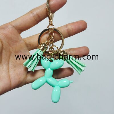 GUGEER Mint Green Mini Balloon Perro colgante de llavero colgante, adorable animal anillo de llave, carisma de bolsa ligera para uso diario, lindo regalo para los amantes de las llaves y favores de la fiesta