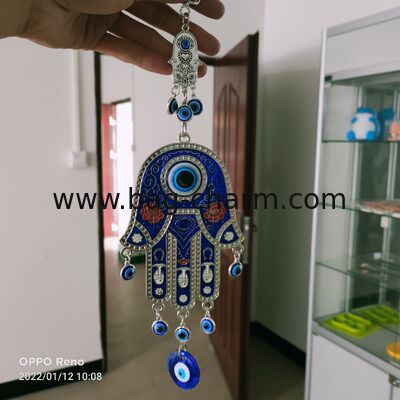 GUGEER Blue Evil Eye Glass Hanging Pendant Car Rearview Evil Eye Encanto Ornamento Turco Griego Amuleto Decoración de pared Accesorios para la buena suerte Protección Energía Fiesta de bodas Casa de Navidad (Fatima)