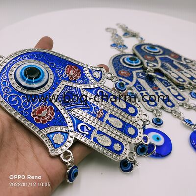 GUGEER Blue Evil Eye Glass Hanging Pendant Car Rearview Evil Eye Encanto Ornamento Turco Griego Amuleto Decoración de pared Accesorios para la buena suerte Protección Energía Fiesta de bodas Casa de Navidad (Fatima)