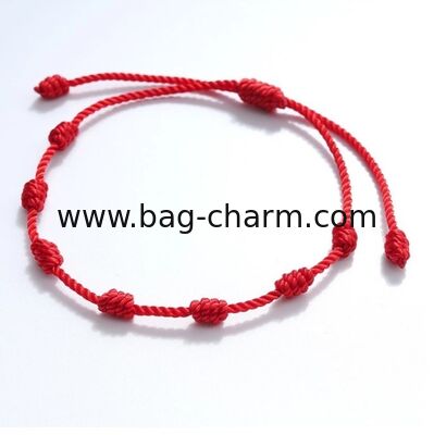 GUGEER Original 7 Chakra Red Knotted Bracelet - Against Evil Eye - Red Thread Protection Negative Energy - Good Luck Charm - Woman Man Kids Couple Friends