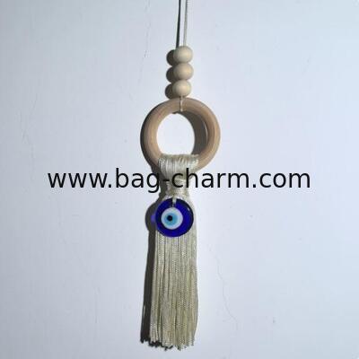 GUGEER Abalorios para bolso de ojo turco con diseño de mal de ojo, para buena suerte y protección en el hogar, decoración de bolso con borlas, pulsera, llavero para mujer