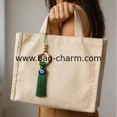 GUGEER Abalorios para bolso de ojo turco con diseño de mal de ojo, para buena suerte y protección en el hogar, decoración de bolso con borlas, pulsera, llavero para mujer