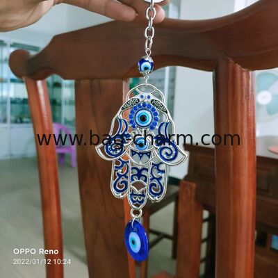 GUGEER Blue Evil Eye Keychains Bolso Encantadores Amuleto colgado en la pared para buena suerte y protección en el hogar