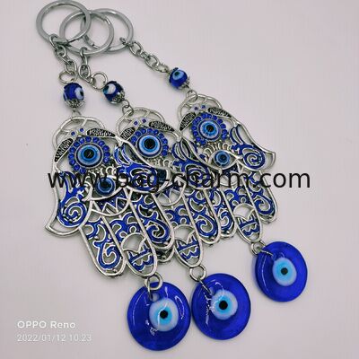 GUGEER Blue Evil Eye Keychains Bolso Encantadores Amuleto colgado en la pared para buena suerte y protección en el hogar