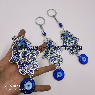 GUGEER Blue Evil Eye Keychains Bolso Encantadores Amuleto colgado en la pared para buena suerte y protección en el hogar