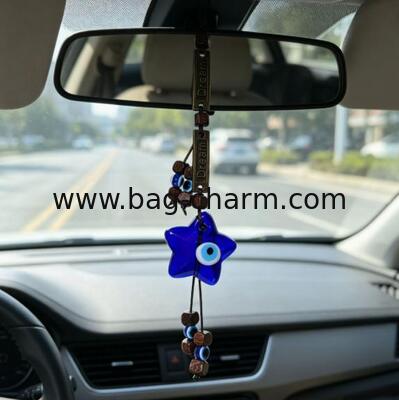 GUGEER Evil Eye Keychain Turkish Evil Eye Bag Charms Blue Keyring Good Luck Greece Keychain Gift for for Home Office and Car Decoration