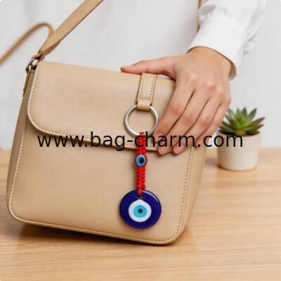 GUGEER Evil Eye Keychain Bag Charm - Good Luck & Protection Amulet - Car Keyring Purse Accessories for Women