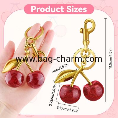 GUGEER Bolso de cerezas encantador lindos llaveros bolso de cerezas encantadores para bolsos de mano, llavero de fresa Regalos del día de la madre