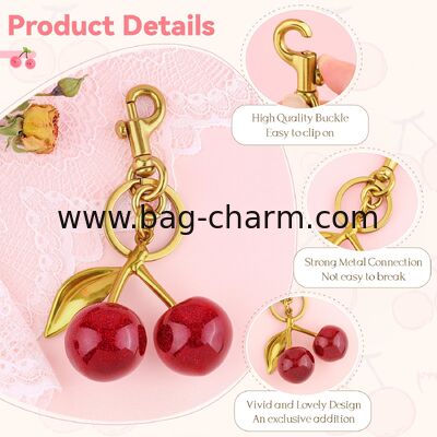 GUGEER Bolso de cerezas encantador lindos llaveros bolso de cerezas encantadores para bolsos de mano, llavero de fresa Regalos del día de la madre