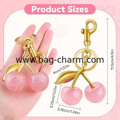 Gugeer 2 Piezas Encanto de Bolso de Cereza, Llavero de Cereza para Bolso de Mujer, Encanto de Bolso de Cereza de Resina Linda para Bolsos, Llavero Brillante de Fruta Roja Accesorios para Llaves de Coche, Regalos Kawaii para Cumpleaños Mamá Navidad