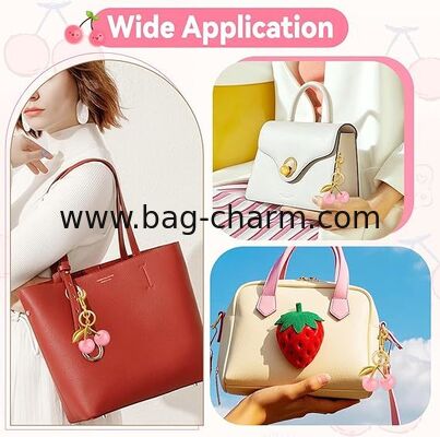 Gugeer 2 Piezas Encanto de Bolso de Cereza, Llavero de Cereza para Bolso de Mujer, Encanto de Bolso de Cereza de Resina Linda para Bolsos, Llavero Brillante de Fruta Roja Accesorios para Llaves de Coche, Regalos Kawaii para Cumpleaños Mamá Navidad